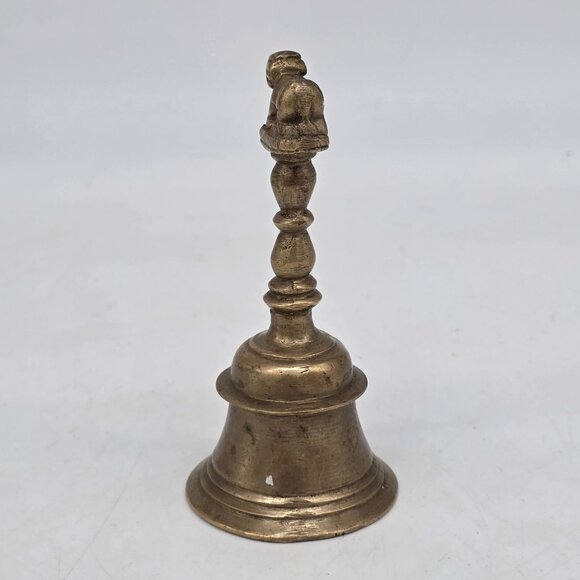 Vintage Brass Bell With Ram Figurine Handle With High Frequency Tone - Picture 8 of 9